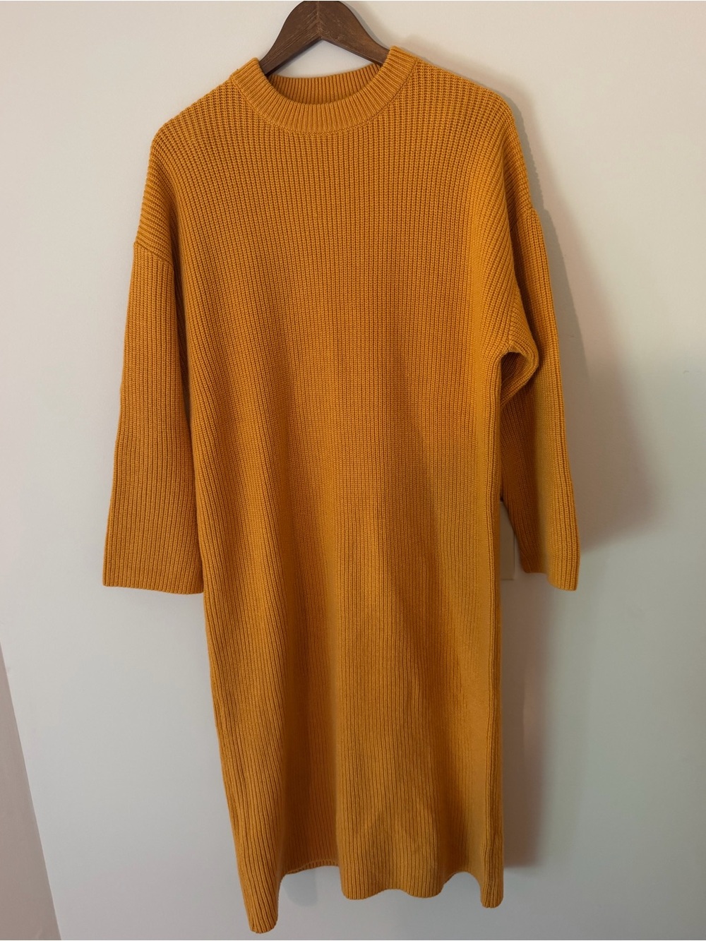 Zara Clay Orange Ribbed Crew-Neck Sweater Dress, Midi/Maxi Length, Size S, NWOT